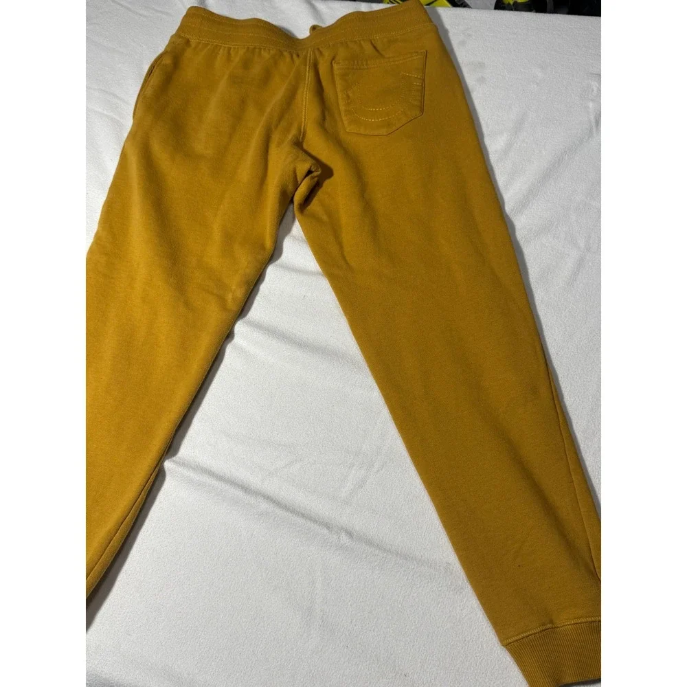 True Religion Mens Mustard Yellow Horseshoe Logo Jogger Sweatpants